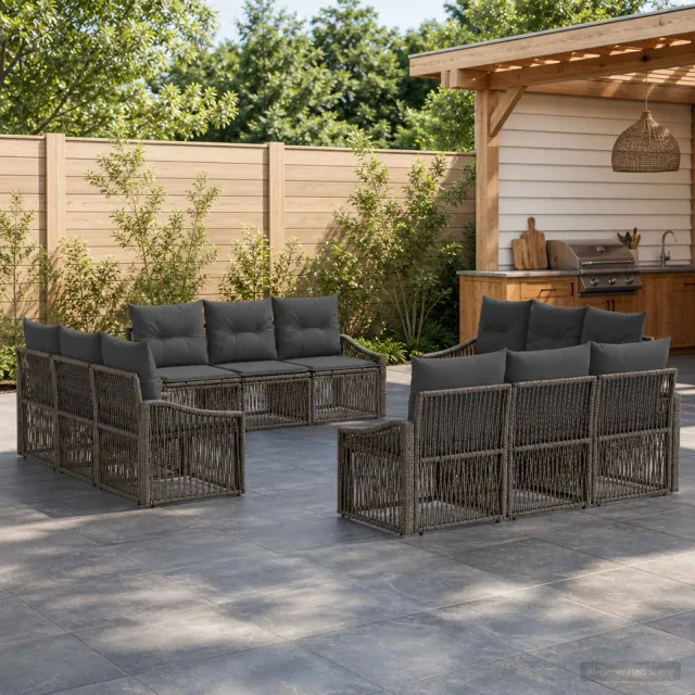 vidaXL Tuinbankenset 12 st 12-zits Grijs poly rattan