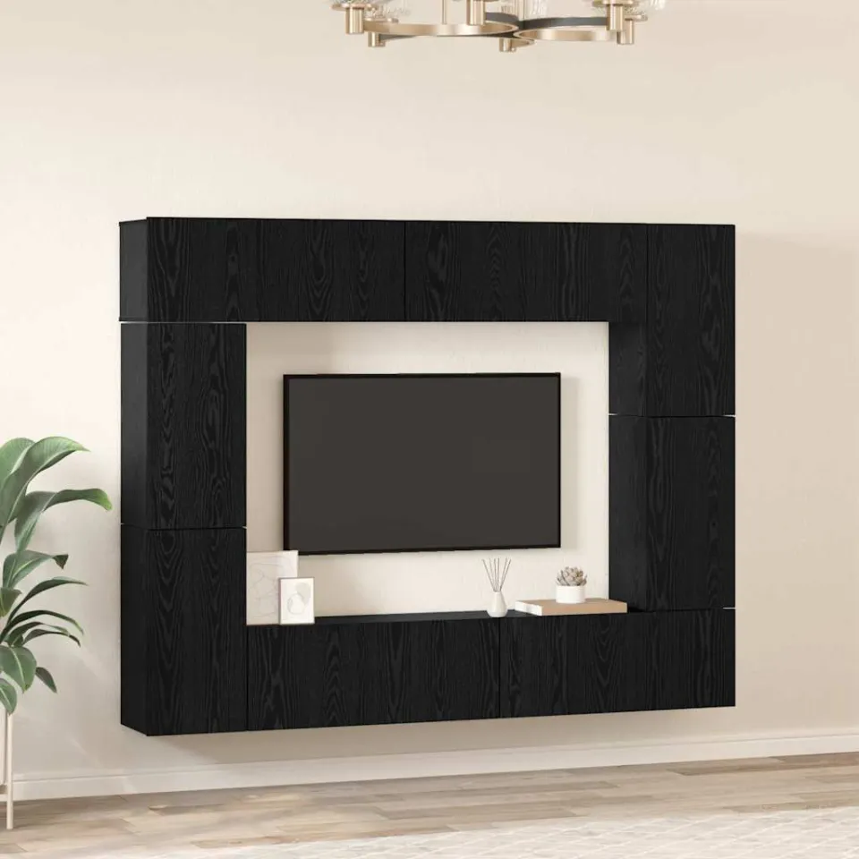 vidaXL Tv-meubelset 8 st 80 x 30 x 30 cm Zwart Eiken, foto 4