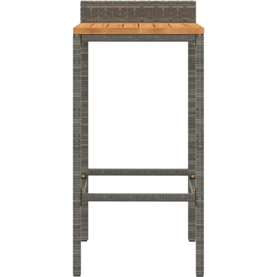 vidaXL Barkrukken 2 st poly rattan en massief acaciahout grijs, foto 4