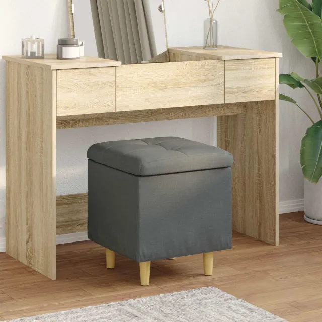 vidaXL Ottoman met Opbergruimte Donkergrijs 40 x 40 x 45 cm Stof