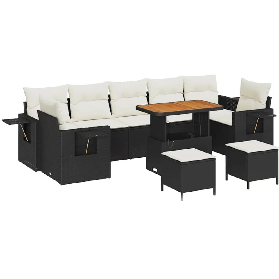 vidaXL Tuin Sofa Set 10 st Zwart poly rattan