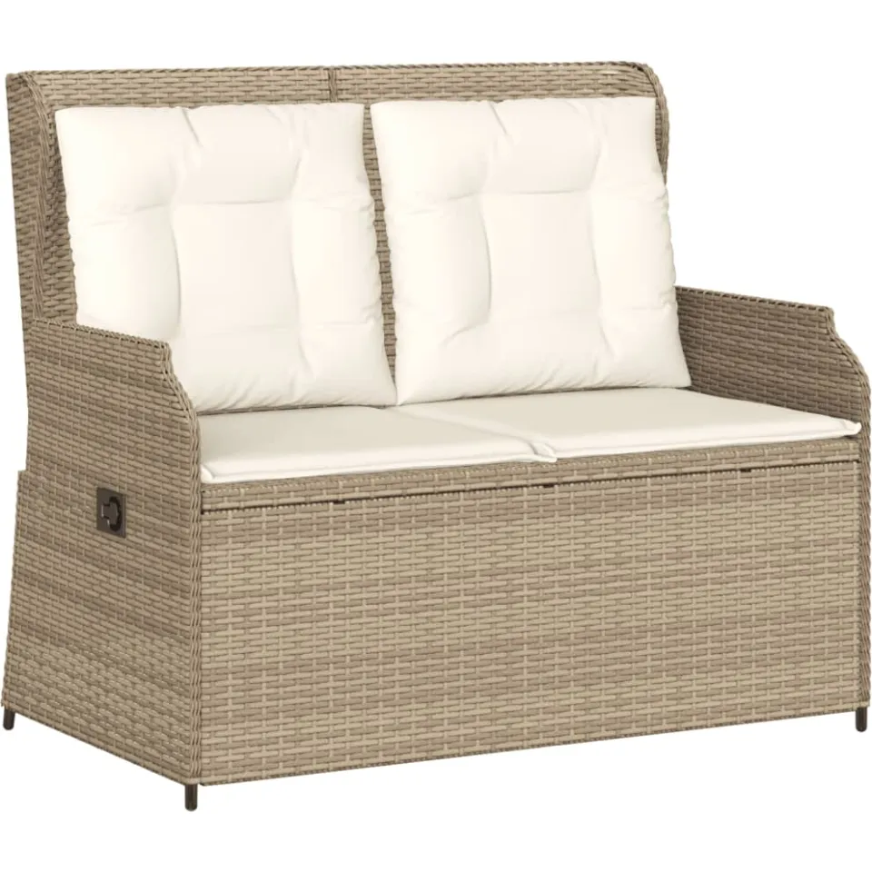 vidaXL 3-delige Loungeset met kussens poly rattan beige