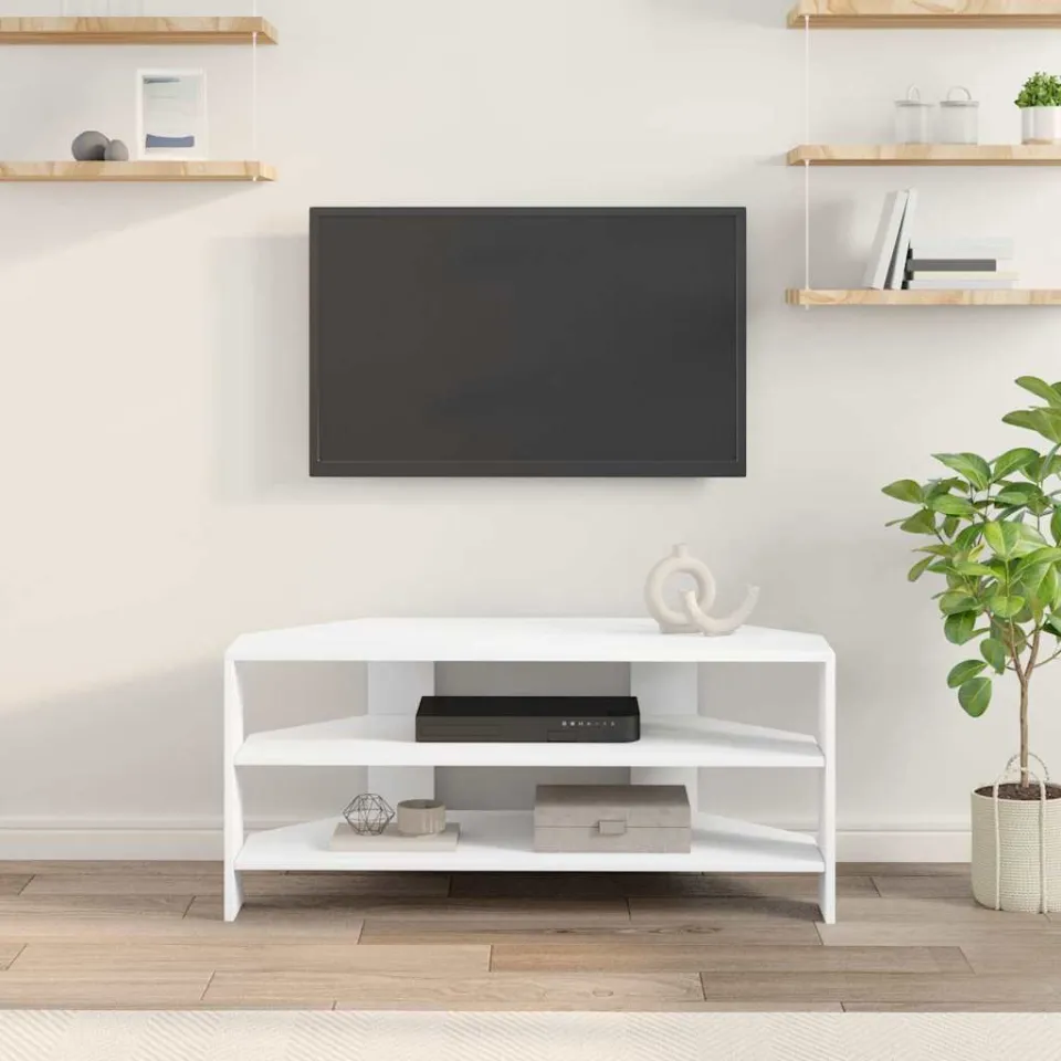 vidaXL HoekTVKast 100 x 40,5 x 45 cm Wit Bewerkt hout, foto 4