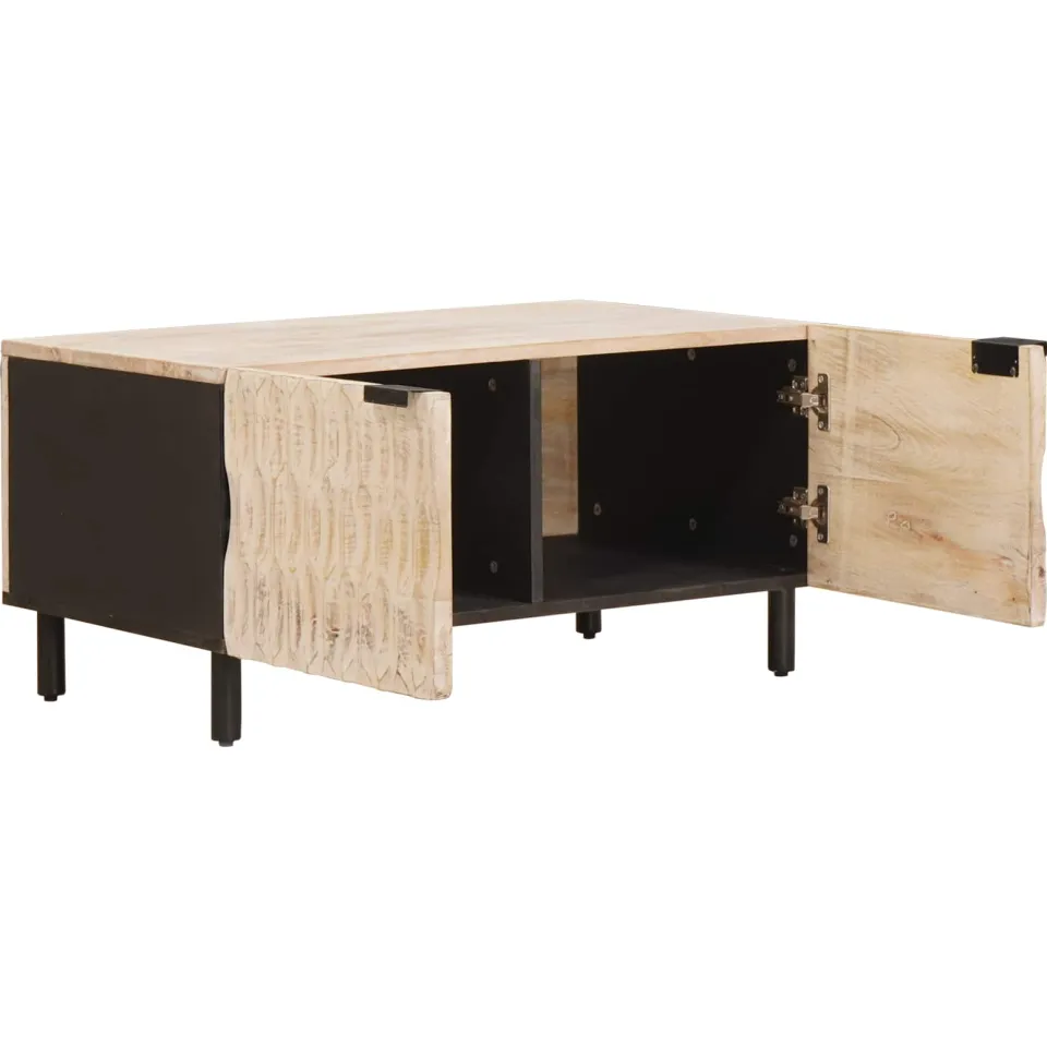 vidaXL Salontafel Wit 80 x 50 x 40 cm Massief Mango Hout, foto 2