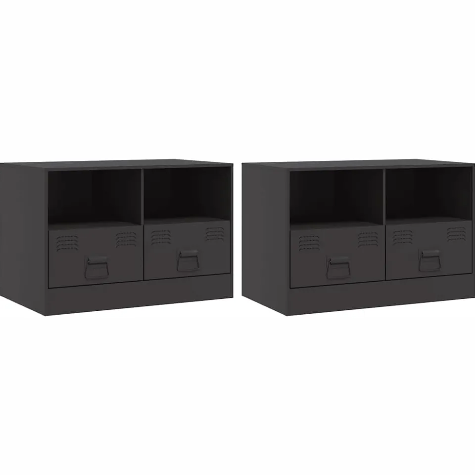 vidaXL Tv-meubelen 2 st 67x39x44 cm staal zwart, foto 3