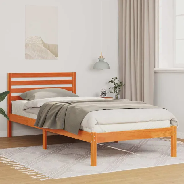 vidaXL Bedframe met hoofdeinde Wasbruin 80 x 220 cm Massief grenenhout