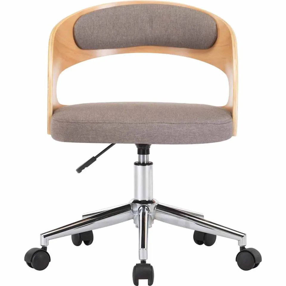 vidaXL Eetkamerstoelen draaibaar 2 st gebogen hout en stof taupe