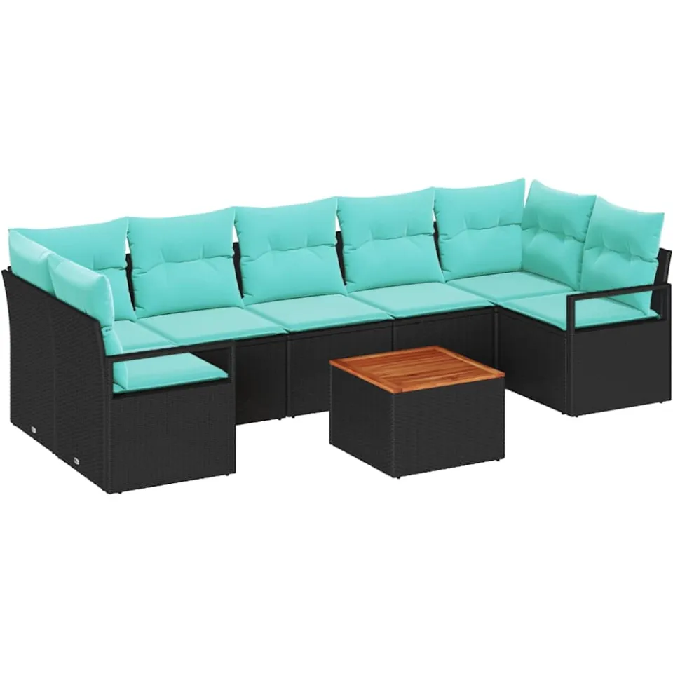 vidaXL Tuinbankenset 8 st Zwart poly rattan