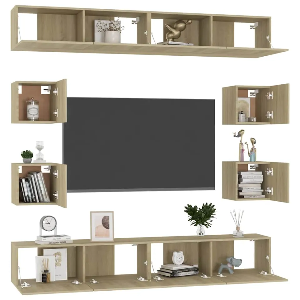 vidaXL 8-delige Tv-meubelset bewerkt hout sonoma eikenkleurig, foto 2