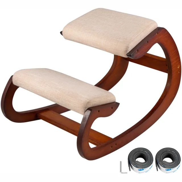 Vevor Ergonomische Knielstoel 330lb Knielende Stoel 150kg Houding Bureaustoel Kruk met Heupkussen Knielen Ergonomische Kruk Hoog Draagvermogen voor Thuiskantoor Goede Houding Computerkruk 84x53x56 cm hickory