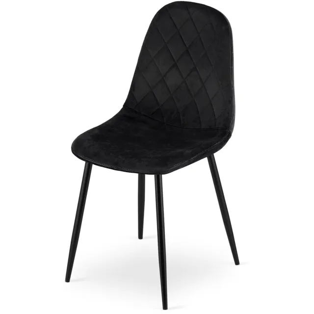 LEOBERT ASTI Velvet Design Stoelen – Set van 3 – Zwart Fluweel – Metalen Poten – Modern & Ergonomisch – Max. 120 kg