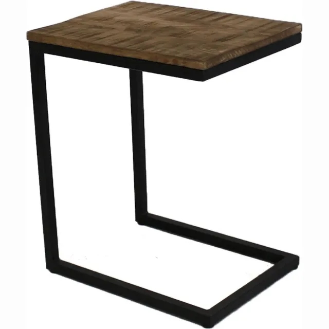 Happyment Luxe Bijzettafel XL - Laptoptafel hout - Keukentafel bar - Ontbijt - Bed - Vierkant - Zwart - 31x40x48cm Bruin
