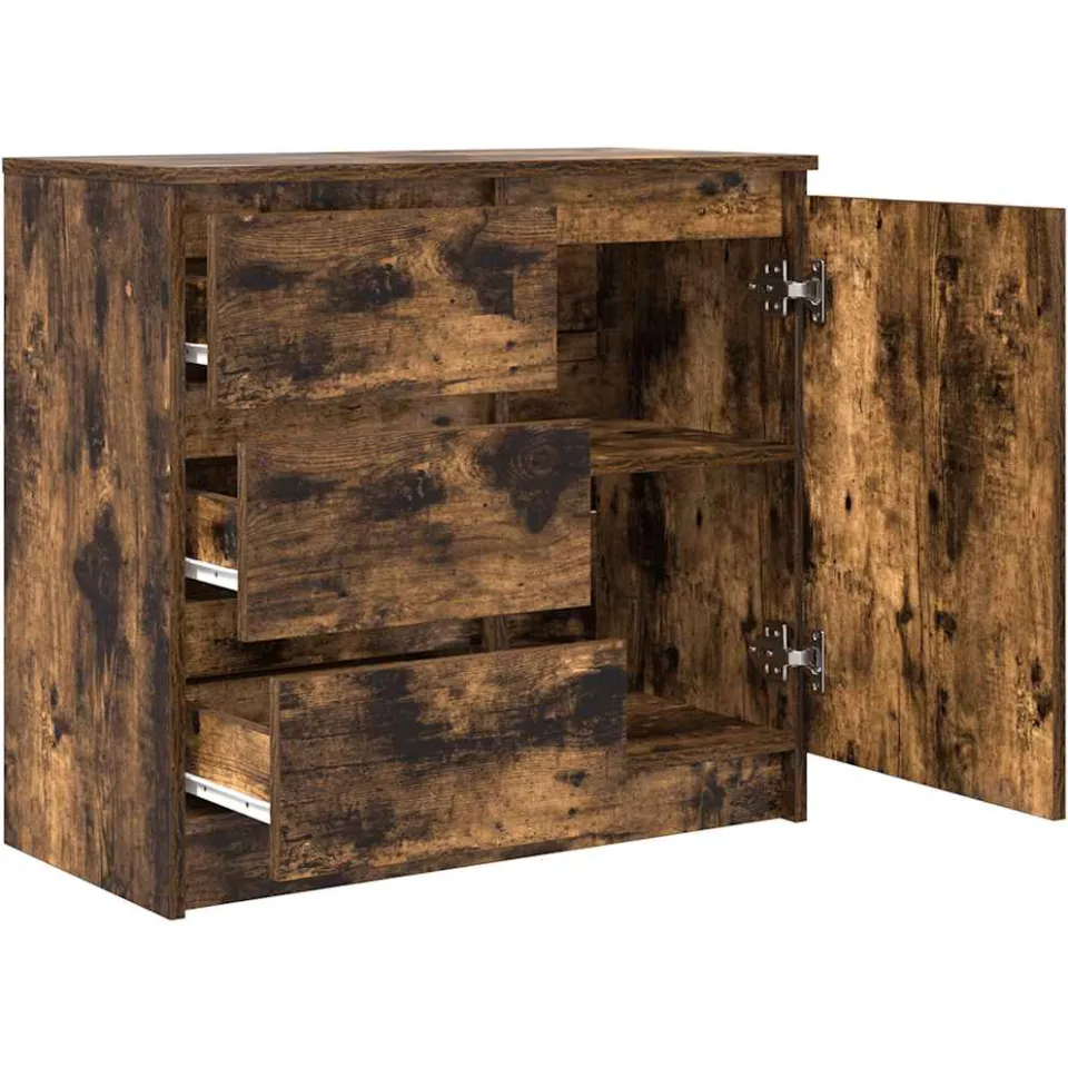 vidaXL Dressoir met lade 71x35x65 cm spaanplaat gerookt eikenkleurig, foto 4
