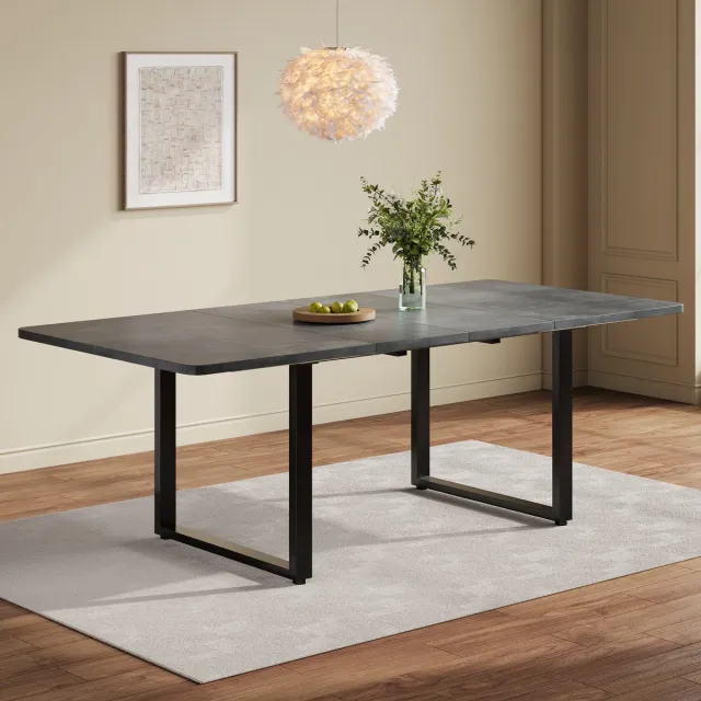 Merax Uitschuifbare eettafel - drie lengtes - 140/180/220x80 cm - voor 6-10 personen - voor eetkamer en keuken - grijs