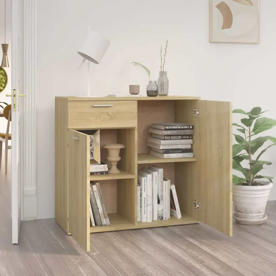 vidaXL Dressoir 80x36x75 cm bewerkt hout sonoma eikenkleurig, foto 3