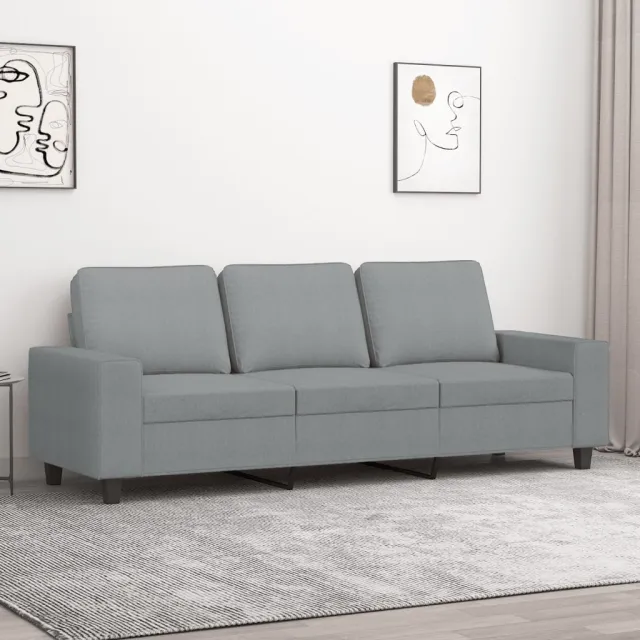 vidaXL Driezitsbank 180 cm stof lichtgrijs