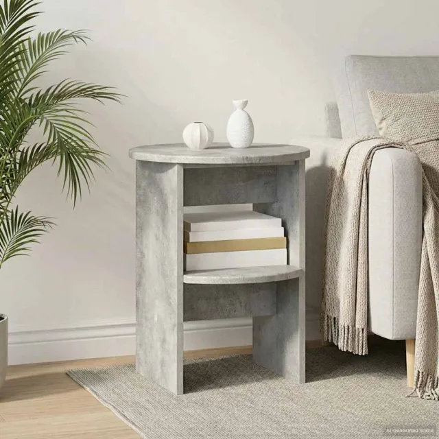 vidaXL Bijzetkast Beton Grijs Ø40 x 50 cm Geconstrueerd hout, foto 2