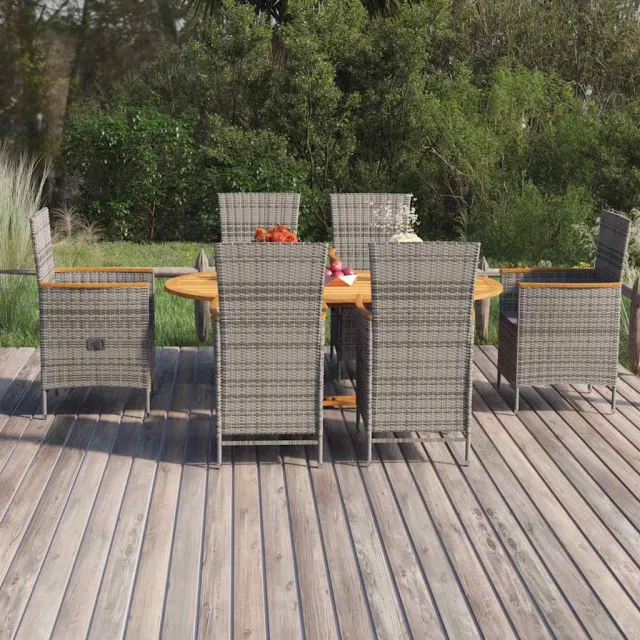 vidaXL 7-delige Tuinset poly rattan grijs, foto 2