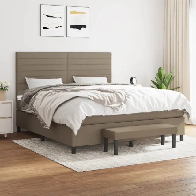 vidaXL Boxspring met matras stof taupe 160x200 cm
