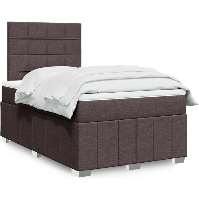 vidaXL Boxspring met matras stof donkerbruin 120x190 cm bruin