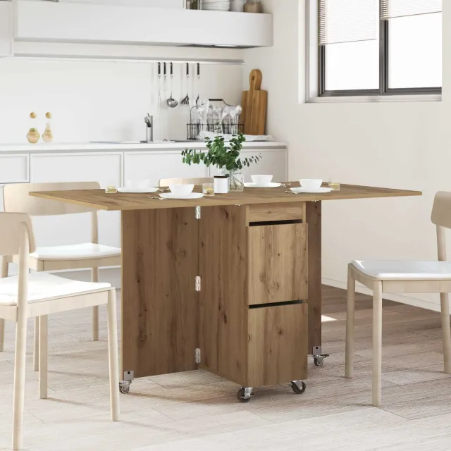 vidaXL Eettafel 140 x 80 x 77 cm Bewerkt hout Artisanaal eiken Bruin