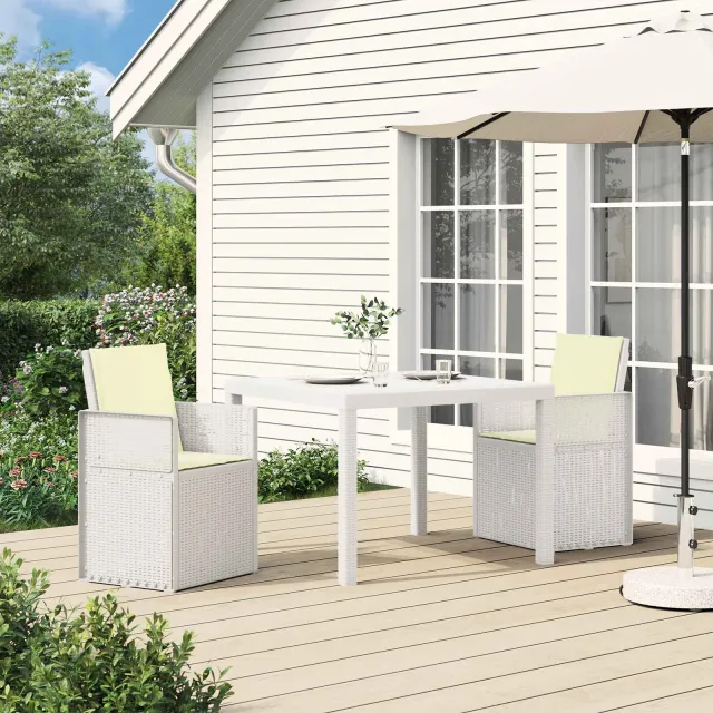 vidaXL Tuin eettafelset 3 st Wit en crèmekleurig PP, foto 2