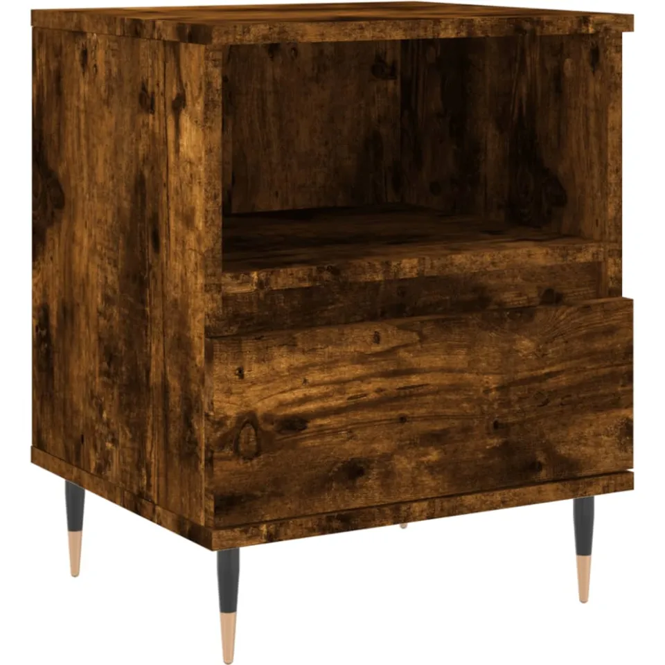 vidaXL Nachtkastje 40x35x50 cm bewerkt hout gerookt eikenkleurig, foto 3