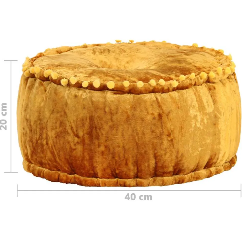 vidaXL Poef rond 40x20 cm fluweel mosterdkleurig, foto 3
