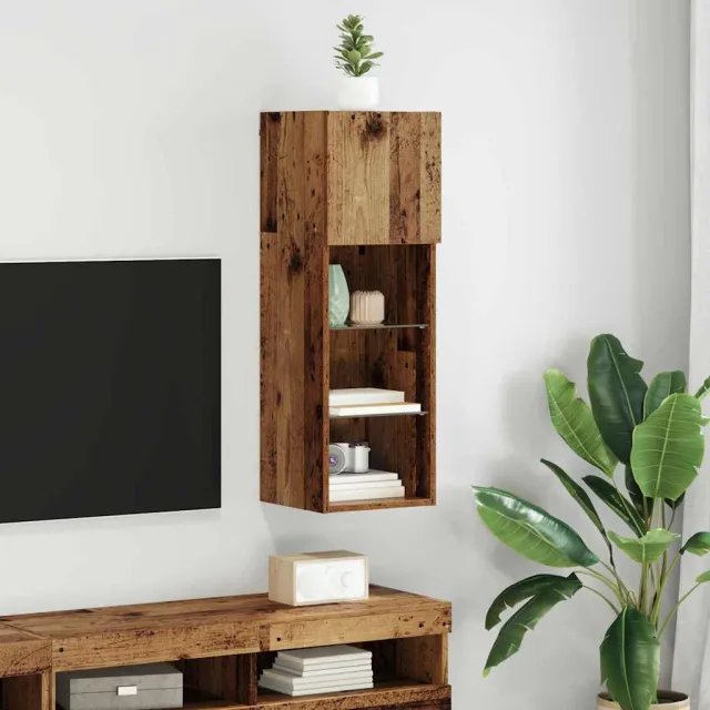 vidaXL Wandgemonteerd tv-meubel 30,5 x 30 x 90 cm Oudhout Bewerkt hout Bruin