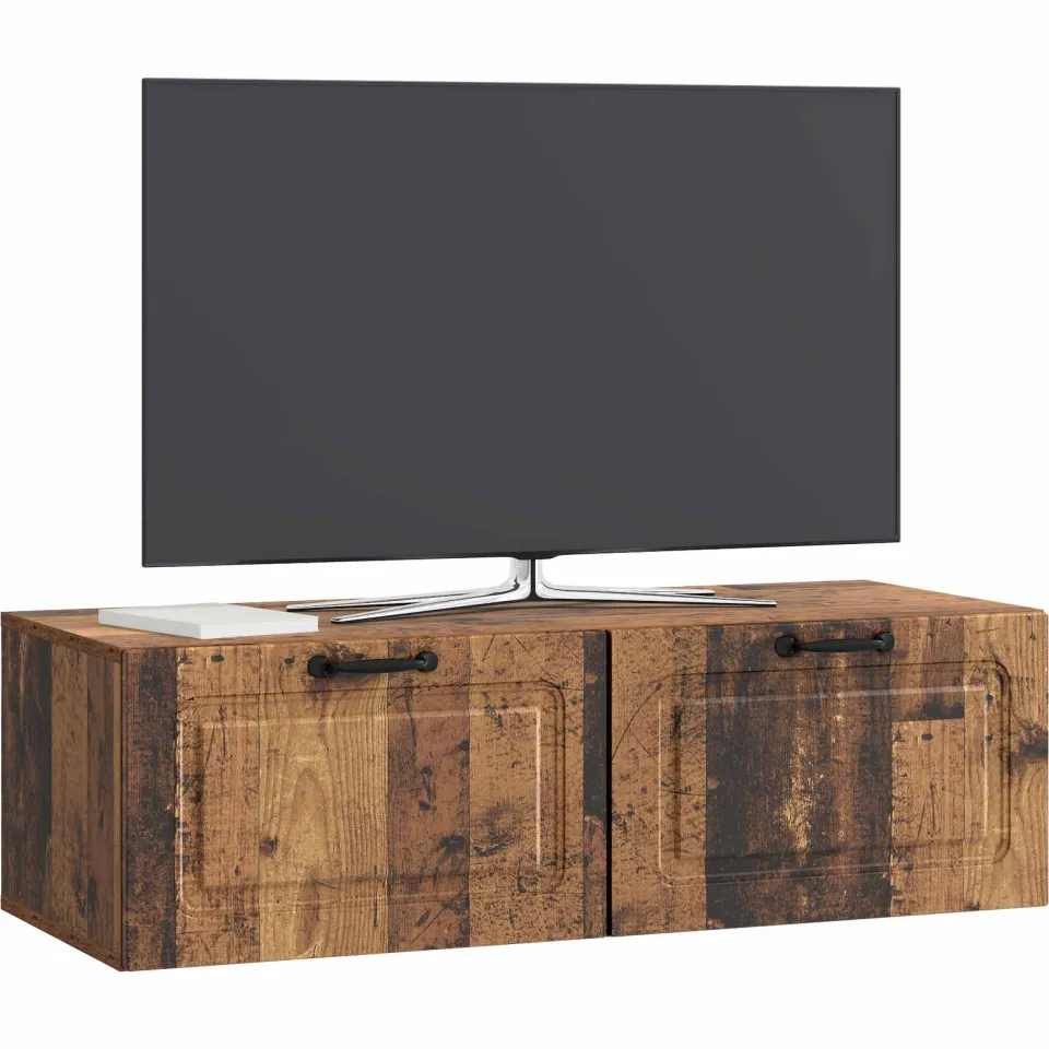 vidaXL Wandbeugel TV-kast Oud hout 98 x 41 x 30 cm Bewerkt hout Bruin