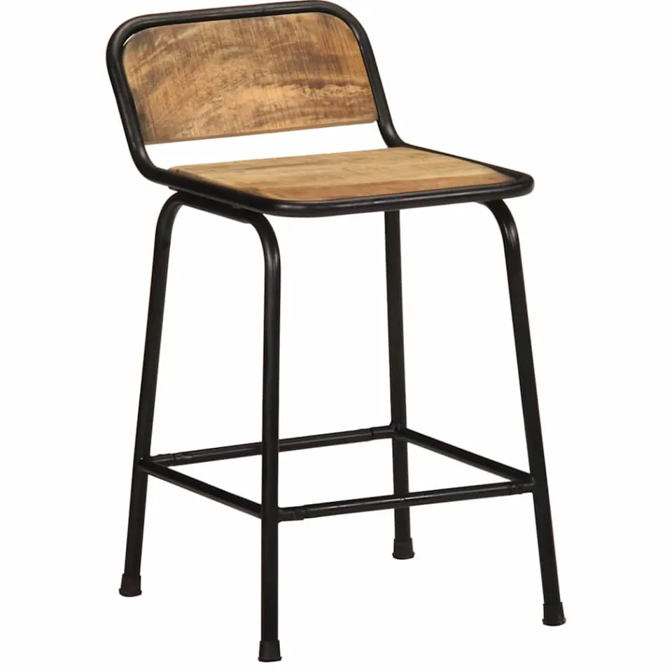 vidaXL Barkrukken 2 st 46x35,5x70 cm massief hout ruw mangohout bruin, foto 3