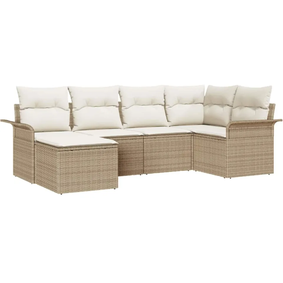 vidaXL Tuin Sofa Set 6 st Beige poly rattan