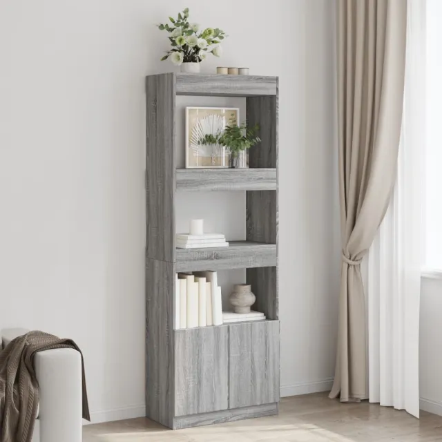 vidaXL Hoge kast 63x33x180 cm bewerkt hout grijs sonoma eikenkleurig, foto 2