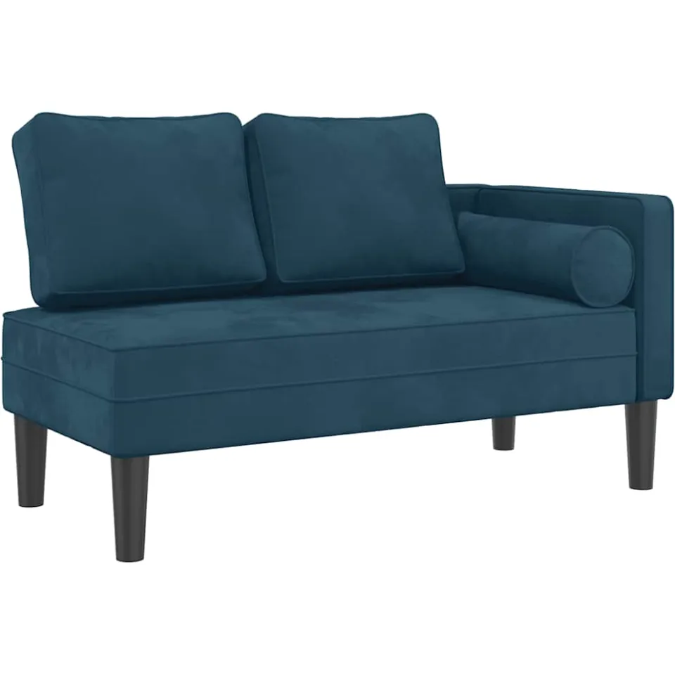 vidaXL Chaise longue met kussens fluweel blauw, foto 3