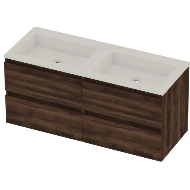 Basic-Line Aura 46 Badmeubelset Acryl 120x46x54 cm A46gweba2x600 Barista Oak Glans Wit