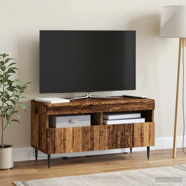 vidaXL LED tv-meubel ZWOLLE 81 x 35 x 43 cm Oud hout Bewerkt hout Bruin