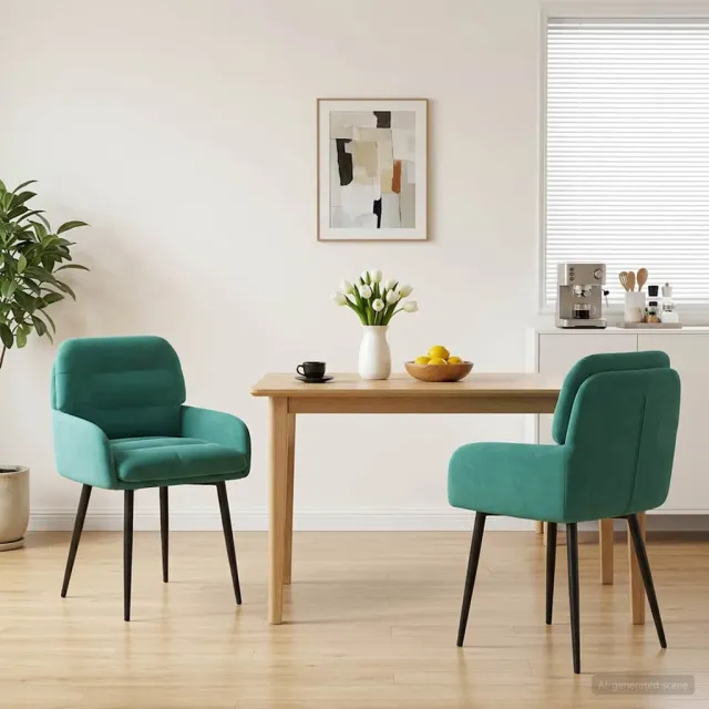 vidaXL Eettafelstoelen 2 st fluweel Turquoise 59 x 59,5 x 90 cm, foto 2