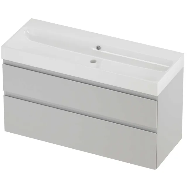 Proline Podium Badmeubelset Polystone Loft Zonder Kraangat 120x46x70 cm Glans Wit Glans Wit