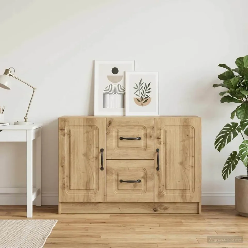 vidaXL Dressoir Artisanaal eiken 89 x 34,5 x 57 cm Bewerkt hout, foto 3