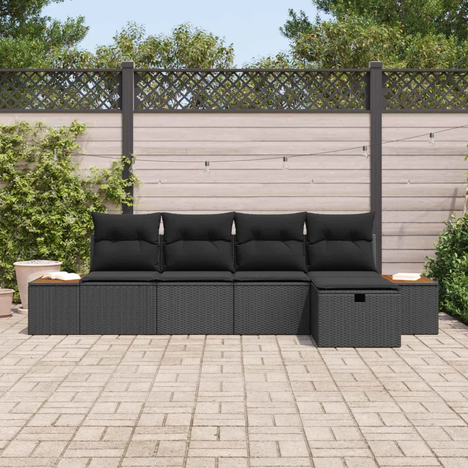 vidaXL Tuin Sofa Set 6 st Zwart poly rattan, foto 3