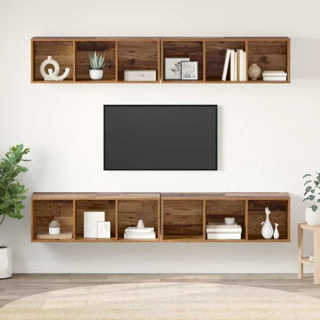 vidaXL Tv-meubelset 4 st 37 x 37 x 107 cm Oud Hout Bruin