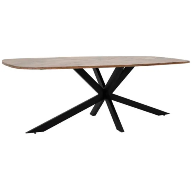 Tower Living Eettafel Silvi Deens ovaal mangohout visgraat 180x100 cm - Naturel