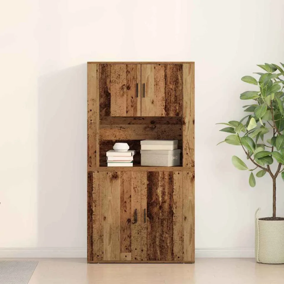 vidaXL Hoge kast Oudhout 80 x 33 x 150 cm Bewerkt hout bruin, foto 3