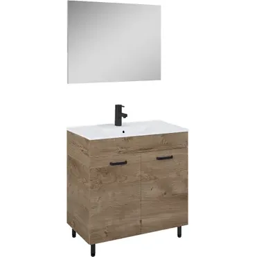 Royo Ava Badmeubelset 80cm 2 Deuren Eik En Zwart Hout