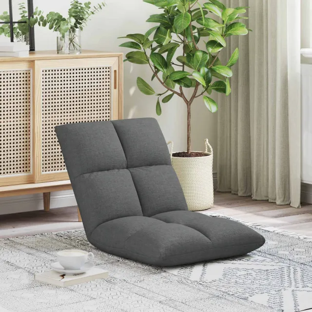 vidaXL Verstelbare vlo stoelen Donkergrijs Stof, foto 2