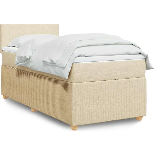 vidaXL Boxspring met matras stof crèmekleurig 90x190 cm