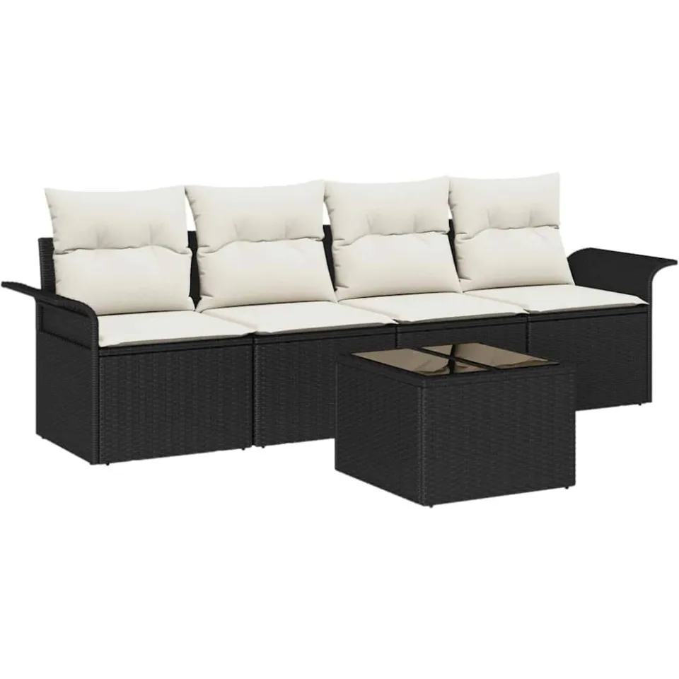 vidaXL Bankstel 5 st Zwart poly rattan