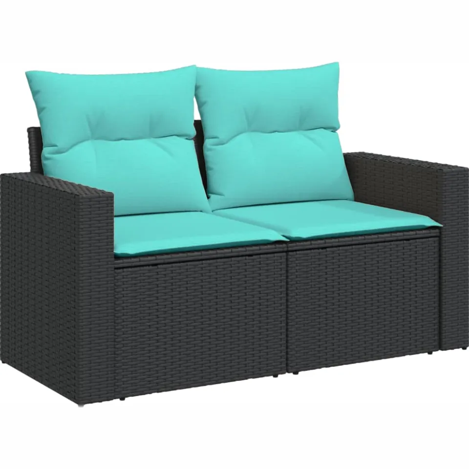 vidaXL 11-delige Loungeset met kussens poly rattan zwart, foto 4