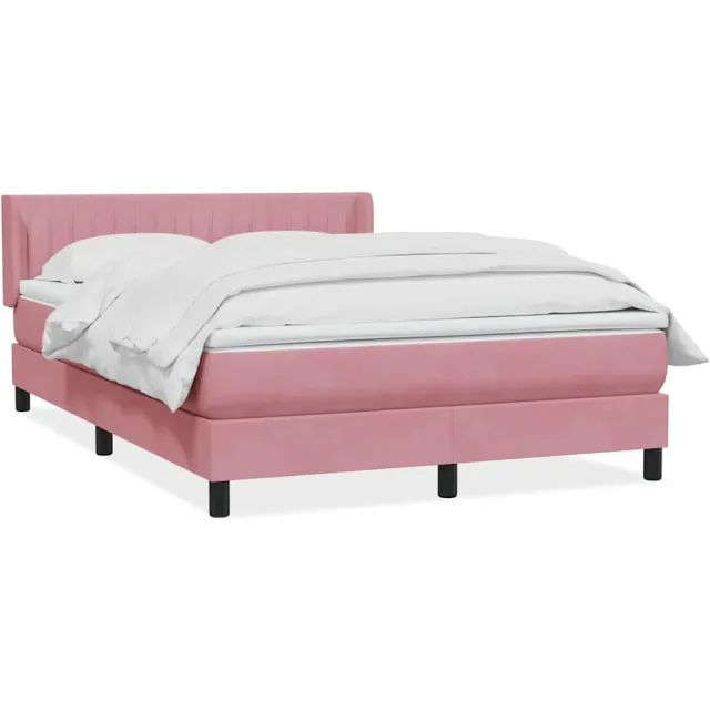 vidaXL Boxspring met matras fluweel roze 140x220 cm