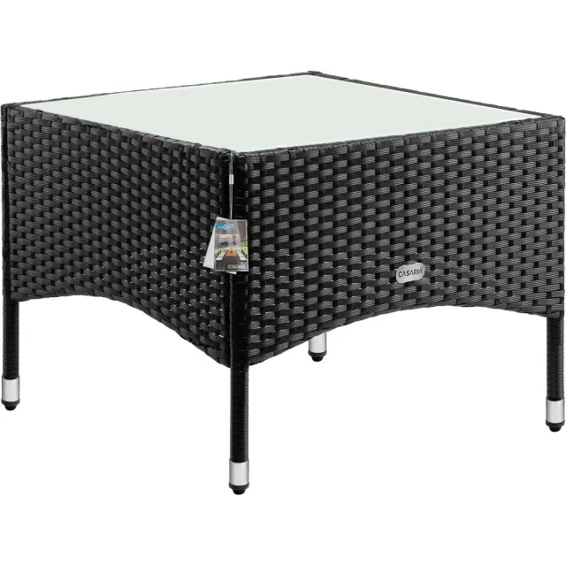 Casaria Polyrattan Bijzettafel - Buiten 58x58x45cm - Zwart